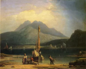 Taking Down the Sails Oil painting by Robert Salmon