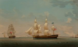 The Estridge in Two Views Off Dover by Robert Salmon Oil Painting