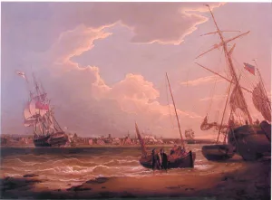 The Liverpool in the Mersey, also known as Beating Up the Mersey by Robert Salmon - Oil Painting Reproduction