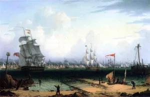View of Liverpool from Cheshire Oil painting by Robert Salmon