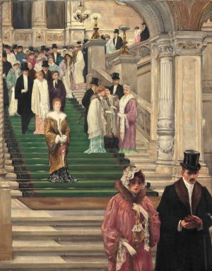 Dignitaries leaving the opera, Vienna by Robert Schiff Oil Painting