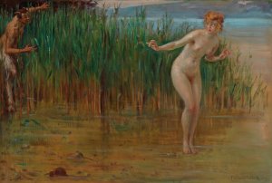 Vom Faun uberrascht by Robert Schiff Oil Painting