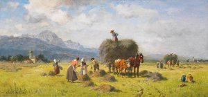Heuernte im Vorgebirge by Robert Schleich Oil Painting