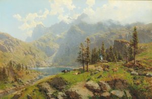Der Murgsee in der Schweiz, Glaris by Robert Schultze Oil Painting