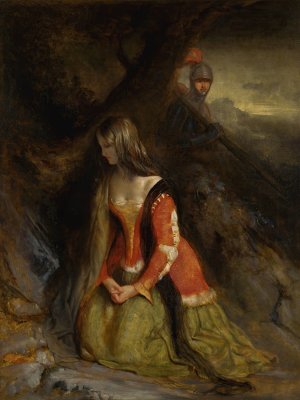 A lady and her knight errant, possibly a scene from Ivanhoe by Robert Scott Lauder Oil Painting