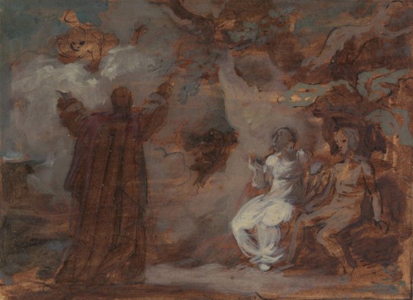 Prospero Conjuring a Masque for Ferdinand and Miranda  by Robert Smirke - Hand-Painted Oil Painting Reproduction