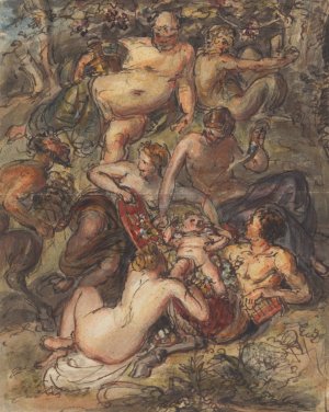 Scene of a Bacchanalia by Robert Smirke Oil Painting