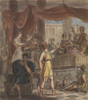 Study of a Roman Banquet Scene by Robert Smirke Oil Painting