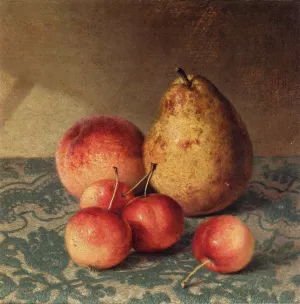 Pear, Peach and Cherries Oil painting by Robert Spear Dunning