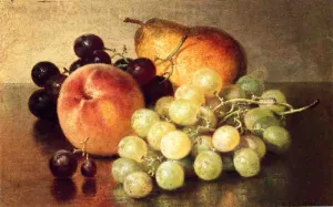 Still Life with Peach, Pear and Grapes Oil painting by Robert Spear Dunning
