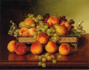 Still Life with Peaches and a Silver Dish by Robert Spear Dunning - Oil Painting Reproduction