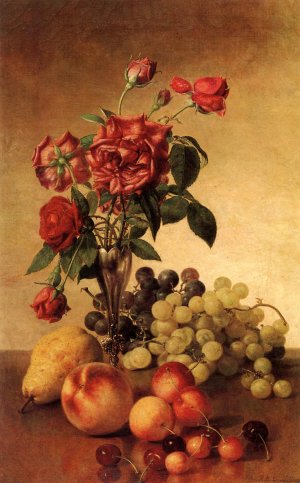Still Life with Roses and Fruit by Robert Spear Dunning Oil Painting