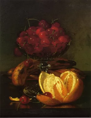 Still Liife of Compote, Cherries, Three Bananas and Orange by Robert Spear Dunning - Oil Painting Reproduction