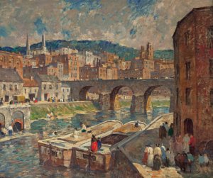 A River Mill Town by Robert Spencer Oil Painting