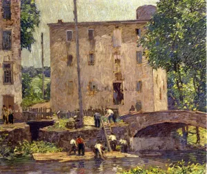 Repairing the Bridge by Robert Spencer Oil Painting