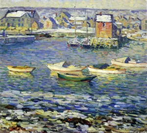 Rockport, Boats in a Harbor by Robert Spencer - Oil Painting Reproduction