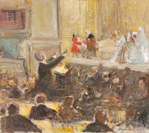Ernst von Schuch conducts Richard Strauss's 'Rosenkavalier' by Robert Sterl Oil Painting