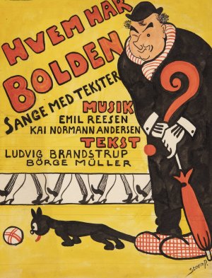Forlaeg til titelblad til 'Hvem har Bolden'. Karikeret portraet af Carl Alstrup by Robert Storm Petersen Oil Painting