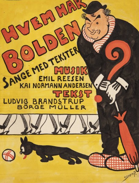 Forlaeg til titelblad til 'Hvem har Bolden'. Karikeret portraet af Carl Alstrup  by Robert Storm Petersen - Hand-Painted Oil Painting Reproduction