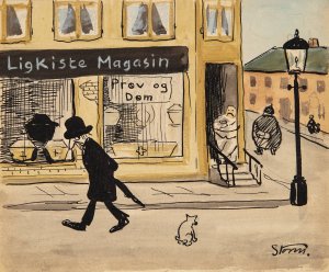 Ligkistemagasin by Robert Storm Petersen Oil Painting