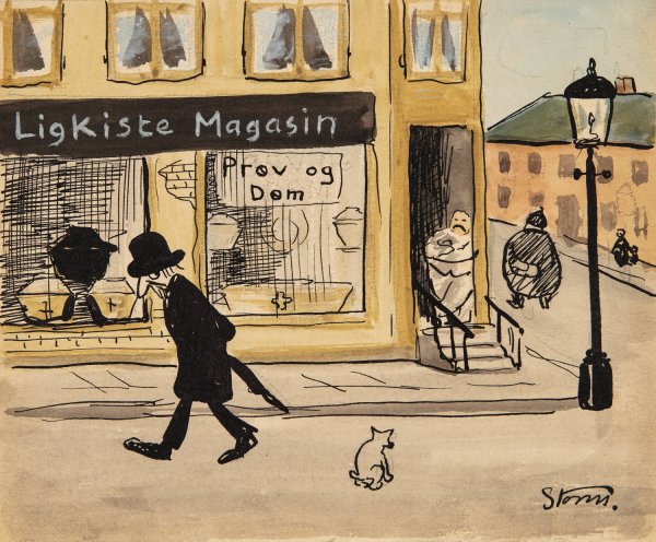 Ligkistemagasin  by Robert Storm Petersen - Hand-Painted Oil Painting Reproduction