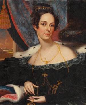Portrait of a Woman holding a Locket by Robert Street Oil Painting