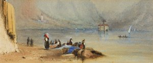 Castle of Chillon, Lake Geneva by Robert Taylor Pritchett Oil Painting