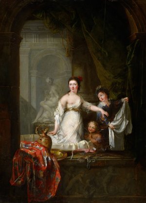 Lady in the Bath with Cupids by Robert Tournieres Oil Painting