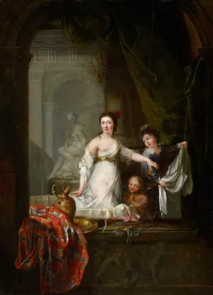 Lady in the Bath with Cupids by Robert Tournieres Oil Painting