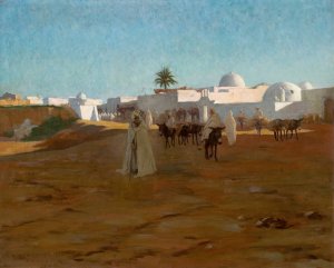 Tunisian Village by Robert Van Vorst Sewell Oil Painting