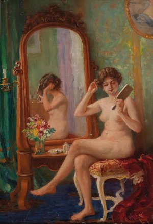 Im Boudoir by Robert Voelcker Oil Painting