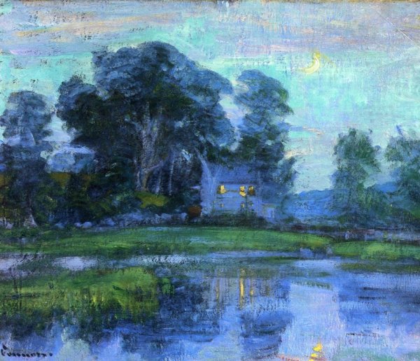 At Eventime also known as Home Sweet Home by Robert Vonnoh - Hand-Painted Oil Painting Reproduction