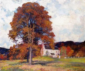 Autumn Hillside & My Studio by Robert Vonnoh - Oil Painting Reproduction