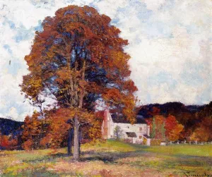 Autumn Hillside & My Studio Oil painting by Robert Vonnoh