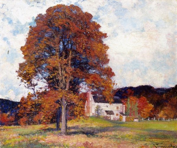 Main Product Photo of Autumn Hillside & My Studio Painting by Robert Vonnoh