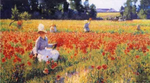 Coquelicots (also known as In Flanders Field) by Robert Vonnoh Oil Painting