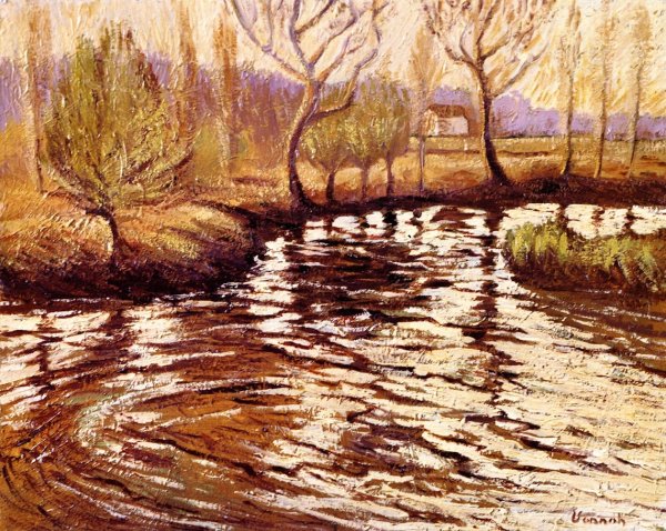 Early Morning on the River by Robert Vonnoh - Hand-Painted Oil Painting Reproduction