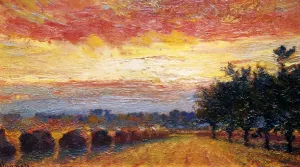 Haystacks Under a Rainy Sky painting by Robert Vonnoh