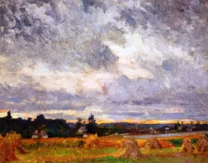 Haystacks painting by Robert Vonnoh