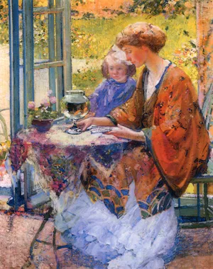 On the Terrace by Robert Vonnoh Oil Painting