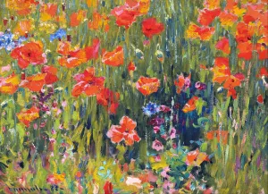 Poppies II by Robert Vonnoh - Oil Painting Reproduction