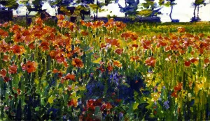 Poppies in France Oil painting by Robert Vonnoh