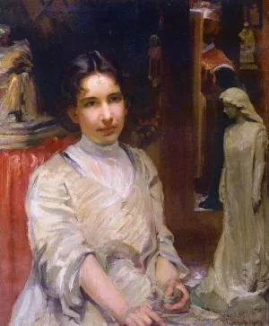 Portrait of Bessie Potter Vonnoh by Robert Vonnoh Oil Painting