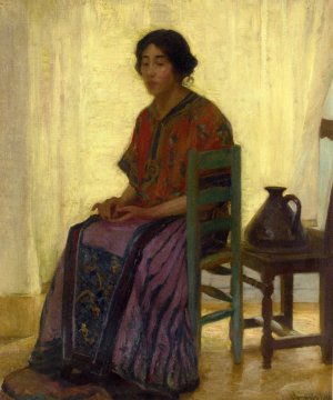 The Blue Chair Oil painting by Robert Vonnoh