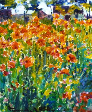 The Poppies in France by Robert Vonnoh Oil Painting