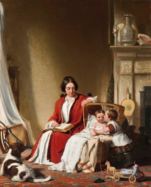 Main Product Photo of Mrs. Bradford Ripley Alden and her Children  Painting by Robert Walter Weir