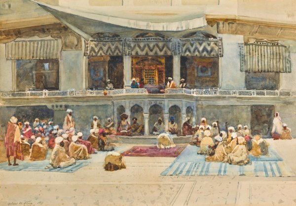 Figures before a mosque  by Robert Weir Allan - Hand-Painted Oil Painting Reproduction