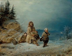 Beggar Family On The Road by Robert Wilhelm Ekman Oil Painting