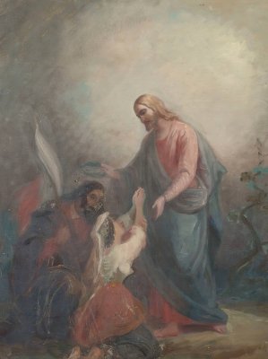 Garibaldi Leads Italy To The Blessing Of Christ by Robert Wilhelm Ekman Oil Painting