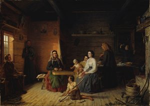 Kreeta Haapasalo Playing The Kantele In A Peasant Cottage by Robert Wilhelm Ekman Oil Painting